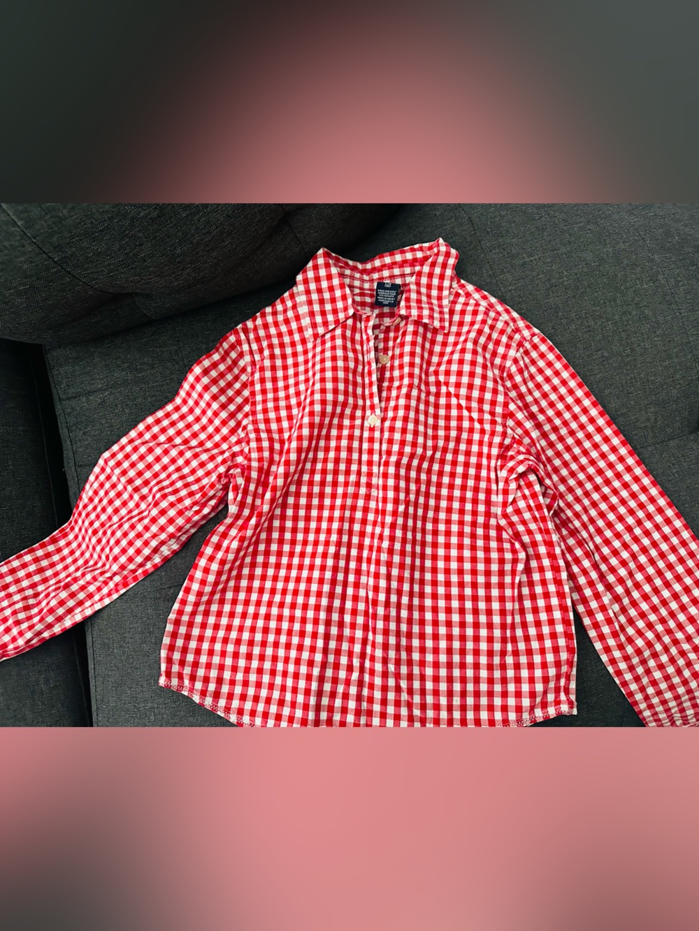 GAP Red and White Gingham Button-Down Shirt